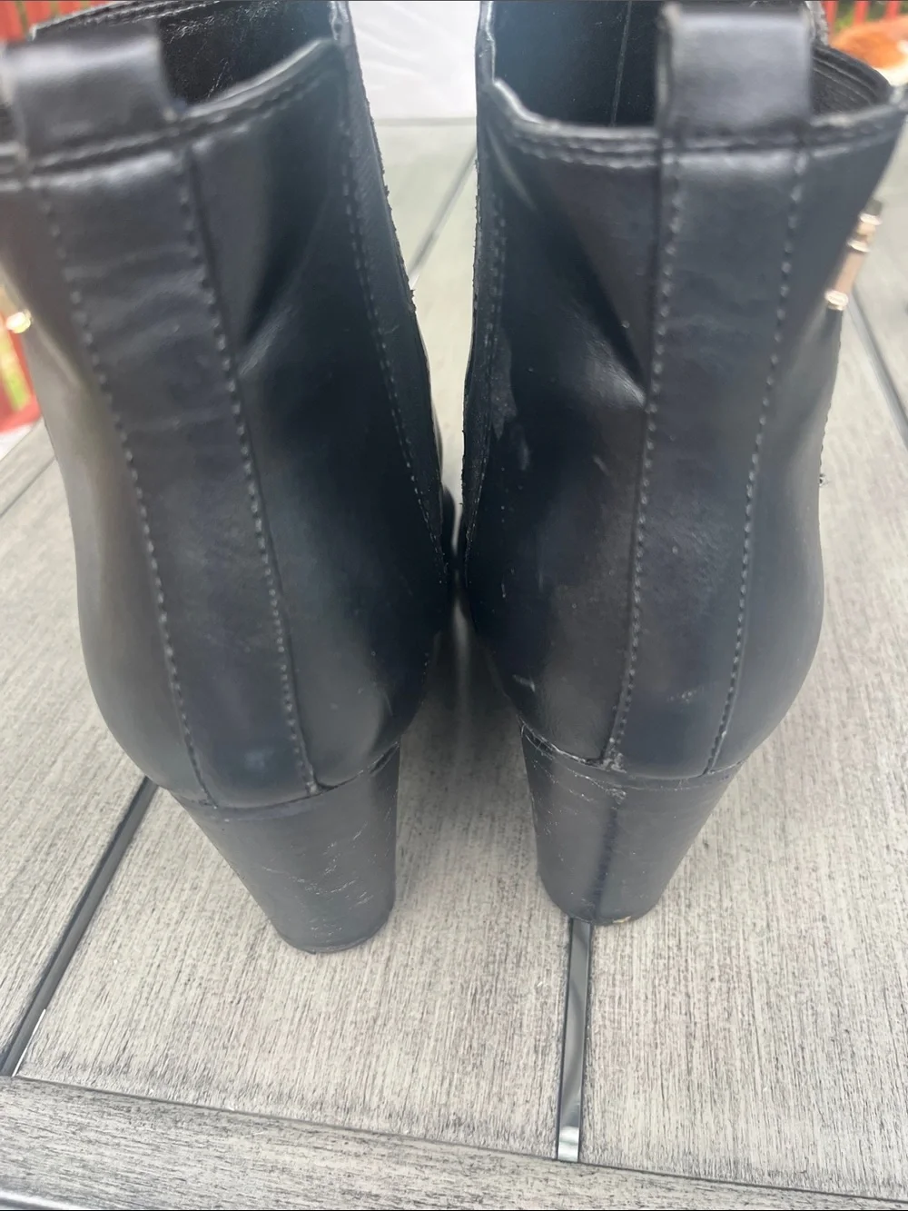 Tommy Hilfiger Black Leather Ankle Booties with Signature Stripe